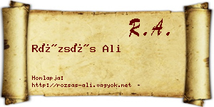 Rózsás Ali névjegykártya